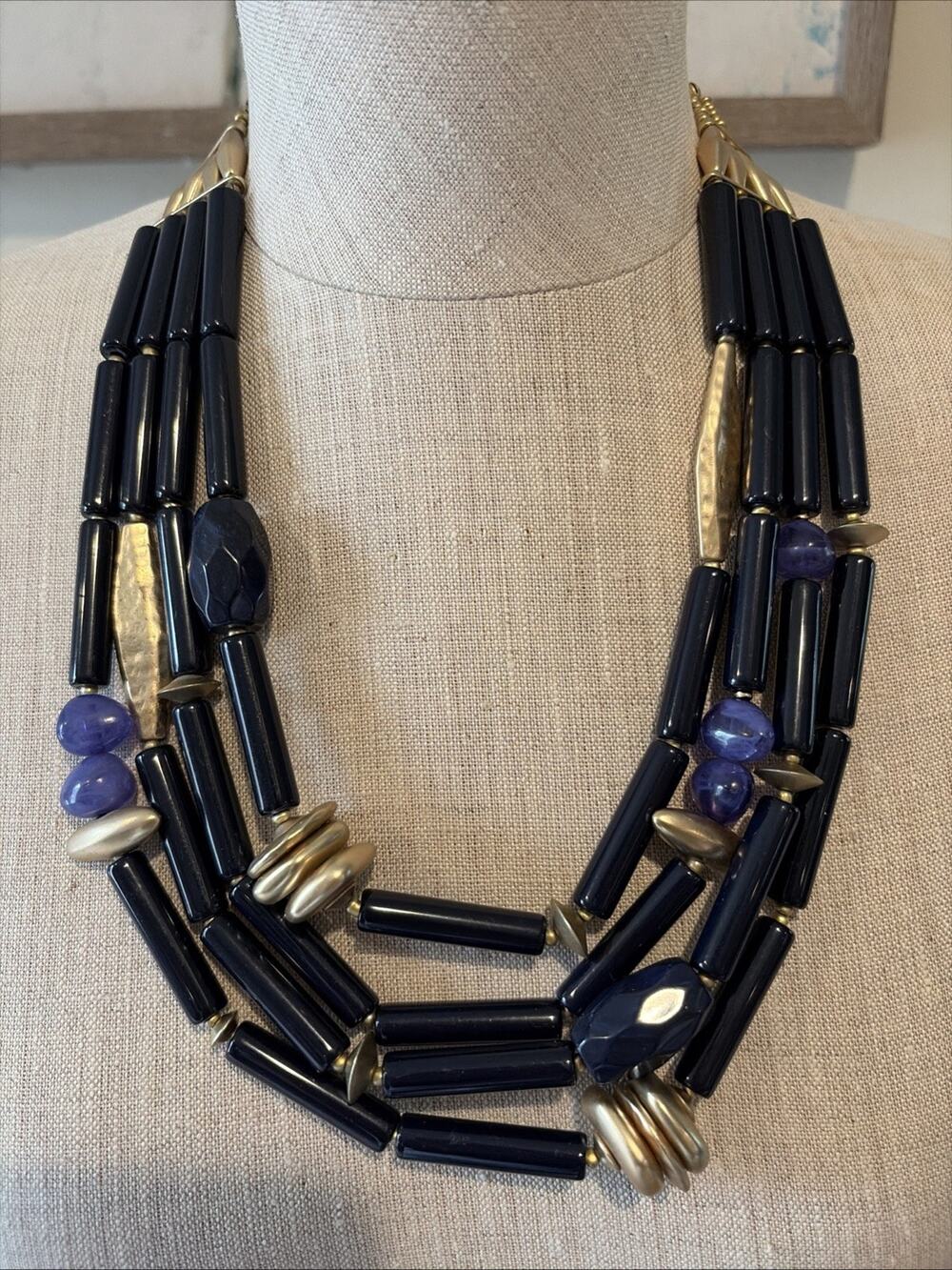 Chicos Multi-Strand Collar Statement Necklace Work Vacation